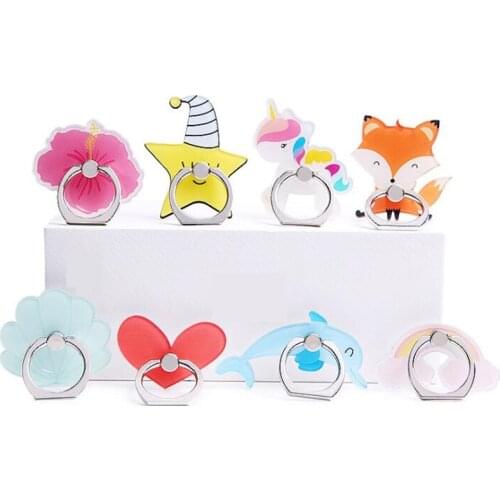 New Arrival Mobile Phone Holder Metal Finger Ring Holder Dolphin Fox Rainbow Phone Ring Holder Phone Stand Support