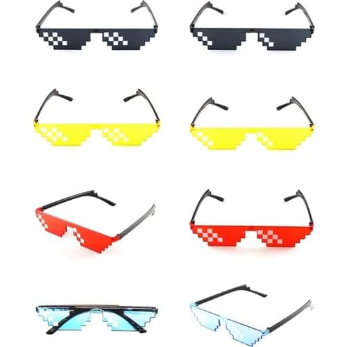 Glasses 8 Bit MLG Pixelated Sunglasses Men Women Brand Thug Life Party Eyeglasses Mosaic Vintage Eyewear