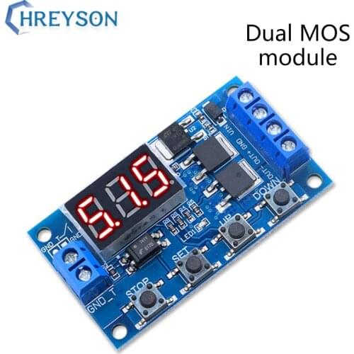 Dual MOS tube control board instead of relay module 12V 24V trigger cycle timing delay switch circuit 1Pcs