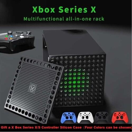 For Xbox Series X Host Dust Cover Xbox Series S Multifunction Headset Controller Rack with Hook Cooling Net