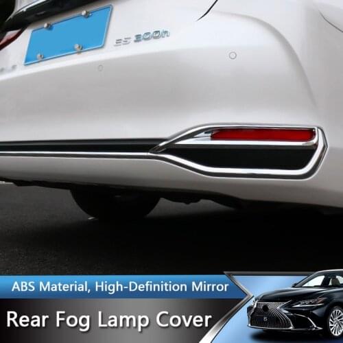 QHCP Car Rear Bumper Tail Fog Lamp Frame Rear Fog Light Cover Decoration Stickers For Lexus ES200 260 300H 2018-2021 Accessories