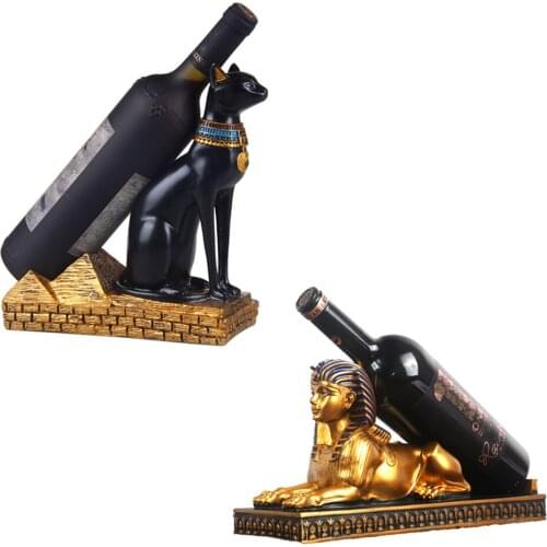 Resin Retro Decor Grafts Cat Egyptian Sphinx Wine Rack Holder Statue Pharoah Bottle Stand Ancient Egypt Ornament Home Decoration