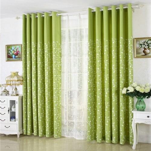 Modern Pattern Luxury Cotton Embroidered Pure Color White Leaves Curtain for Living Room Bedroom Home Decor Woven Free Shipping