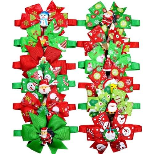 Christmas Pet Puppy Dog Cat Bow Ties/Bowties Adjustable with Cute Resin Dog Accessories Pet Supplies