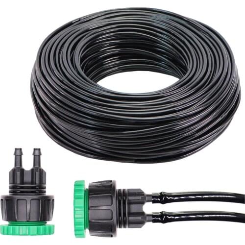 10-100M 4/7mm Garden Watering Hose with 1/2'' And 3/4'' 2-way Barbed Outlet Connector Micro Irrigation Pipe Sprinkler Supplies