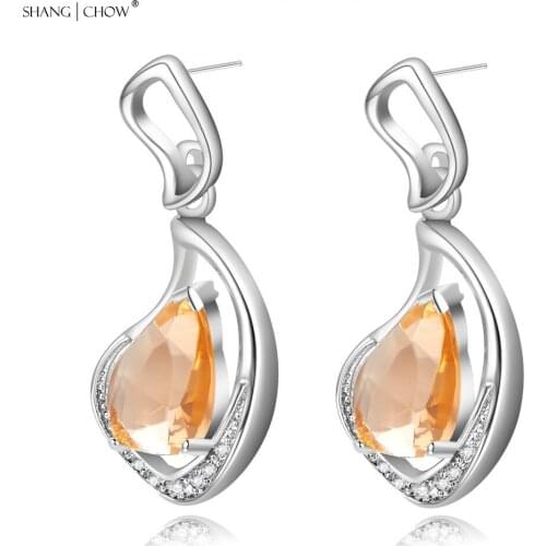 New Fashion At ball in a shiny Jewelry Morganite stone 925 Sterling Silver Jewelry Dangle Earrings for unusual women E0437