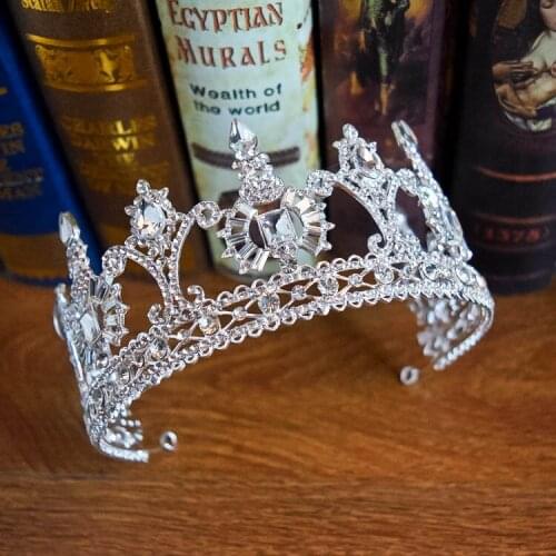Bridal Tiaras Baroque Queen Big Crowns Women Crystal Hair Jewelry Headband Rhinestone Pageant Diadem Wedding Hair Accessories