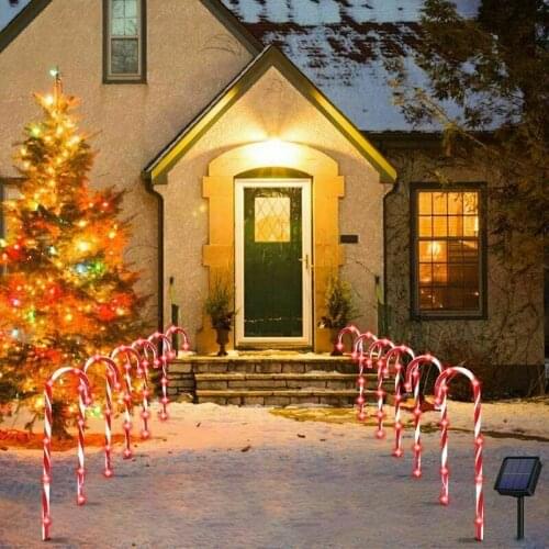 4/2PCS Garden Patio Decor Christmas Candy Cane Solar Lamps Backyard Street Markers Light Umbrella Handle Cane Solar Light Decor