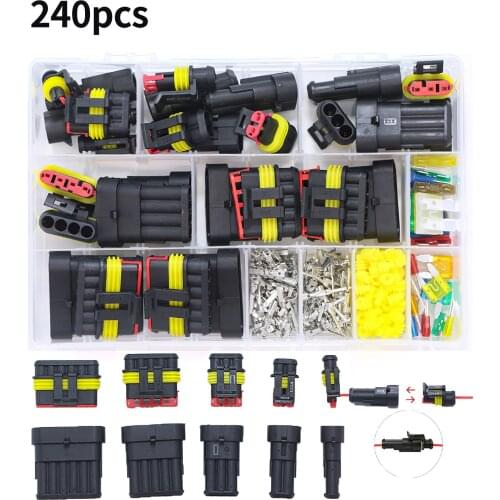 240 Pcs/Set 1/2/3/4/5/6 pins Way AMP Super seal Waterproof Car Electrical Wire Connector Plug for car waterproof connector