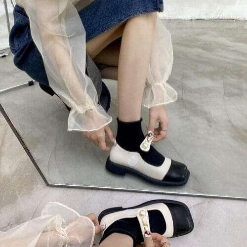 YSHUNIJ Baotou Xiaoxiangfeng Fashion Womens Shoes Fall 2021 New Retro Round Toe Pearl Flats Women Shoes