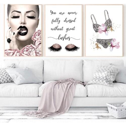 Woman fashion makeup brush flower perfume diamond painting sexy lady lip wall art high heels rhinestone embroidery mosaic pictur