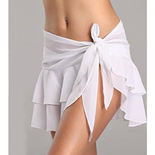 Women Beach Skirts Cover Up Sarong Wrap Pareo Jupe Femme Mini Tulle Summer Solid Skirt