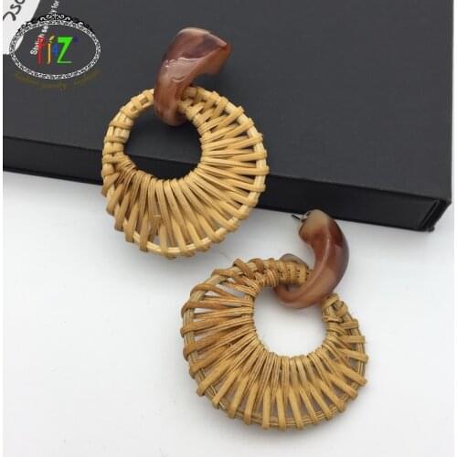 F.J4Z Nova Earrings Women Fashion Hot Bamboo Waving Handmade Drop Earrings Statement Jewelry Ohrringe Frauen