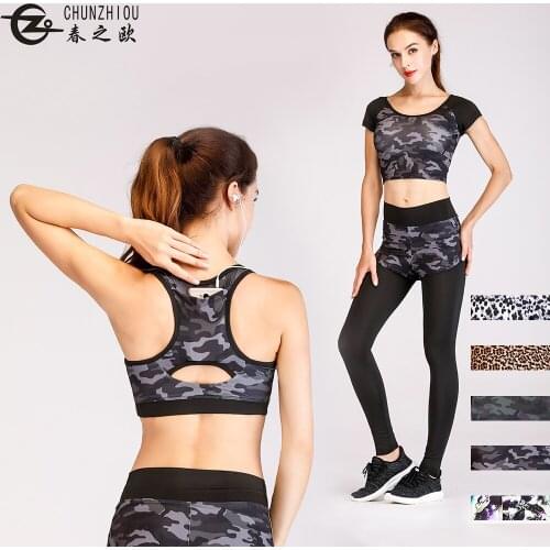Women Three Piece Yoga Set Sportswear Sports Bra Running Suit Fitness Clothing Women Sports Shorts Gym Workout Clothes Gym Set