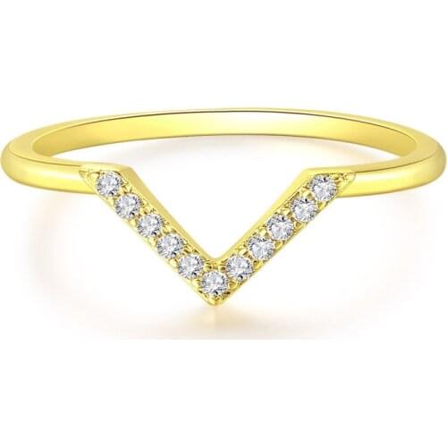 Vintage V Sahped Unusual Rings For Women Light Gold Color Finger Jewellry Ring Female Accessories Trendy Dating Jewelry R293