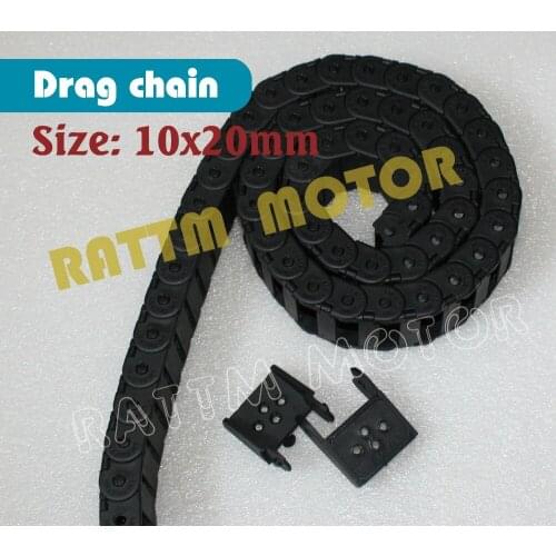 2M 10 x 20mm Cable drag chain wire carrier R28 with end connectors plastic towline for CNC Router Machine Tools 2x1000mm