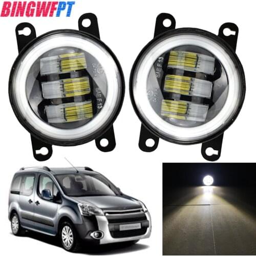1pair For Citroen Berlingo B9 2012 2013 2014 2015 Car H11 12V LED Fog Lights with Angel eye Daytime Running Lamp DRL