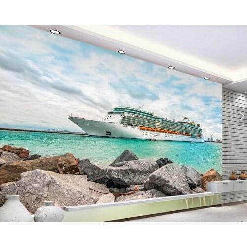 Papel de parede Cruise ship in port 3d wallpaper,living room sofa tv wall bedroom wall papers home deocr restaurant bar mural