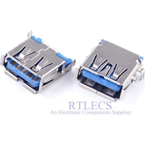 5 PCS Board Edge SMT USB 3.0 TYPE A Receptacle female connector 9 Pins Right Angle Cross 1003-002-01100 AU-Y1006-3