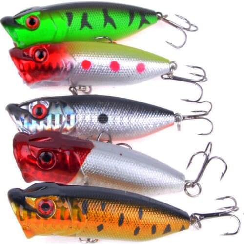 5pcs/lot 6.5cm/2.56in 11.1g/0.39oz Fishing Lure Popper Japan Small Topwater 3D Eyes Hard Bait Hook Tackle Popper Fishing Lure