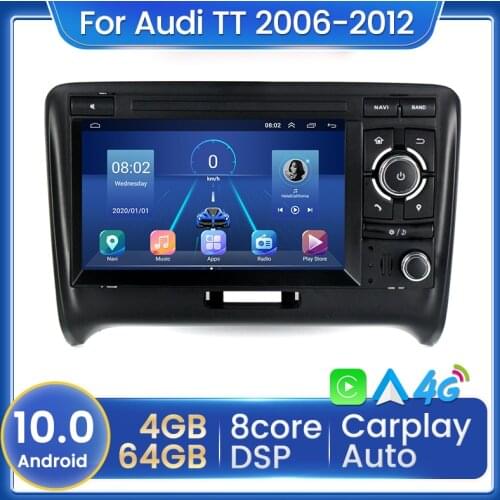 Android 10 Car Stereo Radio Multimedia Player GPS For Audi TT MK2 8J 2006-2012 HD 1024x600 Navigation BT DSP FM/AM WiFi Carplay