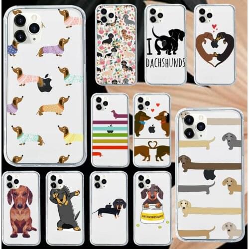 Dachshund Silhouette Dog cute animal Phone Case Transparent soft For iphone 5 5s 5c se 6 6s 7 8 11 12 plus mini x xs xr pro max