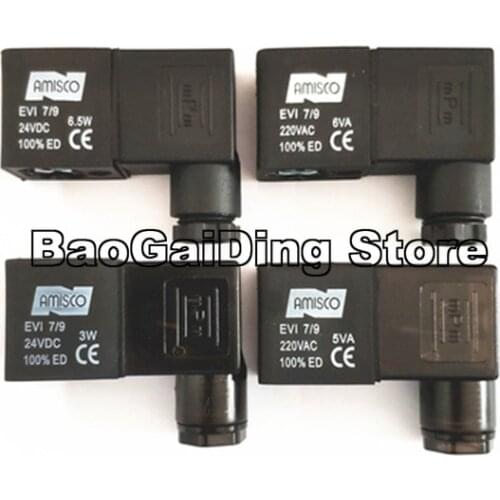 AMISCO Solenoid Valve Coil EVI 7/9 AC220V/6VA,DC24V/6.5W,AC220V/5VA,DC24V/3W,AC220V/5.5VA,DC24V/4.8W Internal Diameter 9mm
