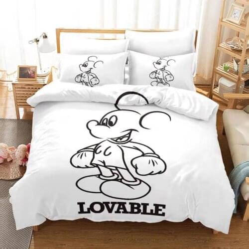 Mickey mouse bedding set for children bed decor twin size duvet covers single bed 3 pcs home textile cartoon free shipping white