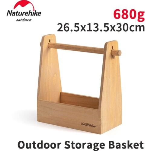 Naturehike Ultralight 0.7Kg Picnic Hand Basket Outdoor Tableware Accessories Barbecue Camp Wooden Seasoning Box Sundry Storage