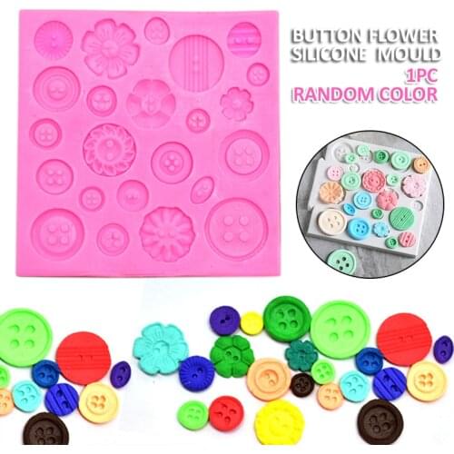 Flower Button Silicone Mold Icing Sugar Paste Chocolate Fondant Flower Button Shape Mould DIY Cake Topper Decorating Tools