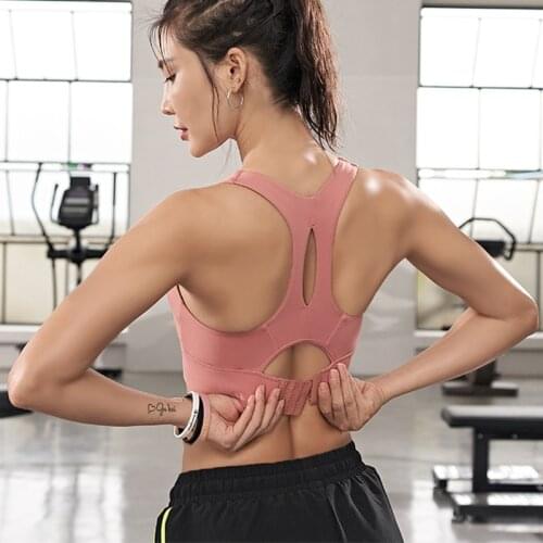 Summer New High Strength Sports Bra Women Quick-Drying Yoga Bra Breathable Hollow Running Shockproof Fitness Bra Fixed Chest Pad