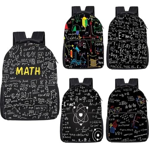 Math Formula Backpack 17-inch Youth Learning School Bag Man Woman Travel Storage Bags Large Capacity Computer Bag Backpack