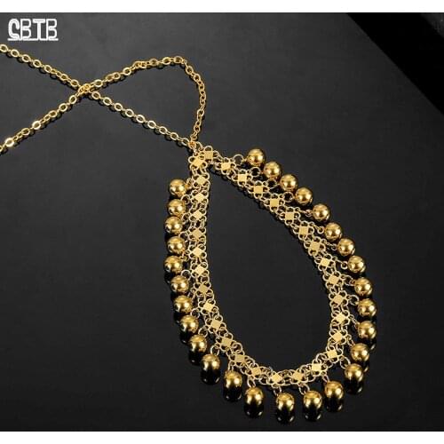 Muslim Islamic Long Gold Beaded Pendant Necklace Bracelet Set Turkey Middle East Fashion Luxury Jewelry Set Never Fading
