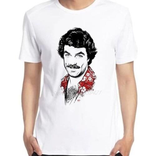 Mens Oversized Short T-Shirts Sleeve Summer Tom Selleck Higgins Island Hoppers hawaii 80s cool print Tee ​Men clothing