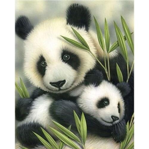 5D Diy Diamond Painting Two Pandas Kits Drill Embroidery Cross Stitch Home Decoration Home Decor Label JX573