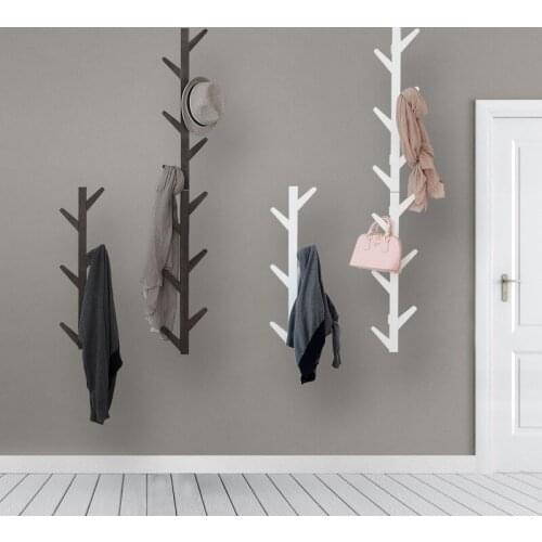 Wall Mounted Coat Rack With 6/8/10 Hooks for Living Room Bedroom Decoration Rack Modern Design Bamboo Clothes Hat Storage Shelf