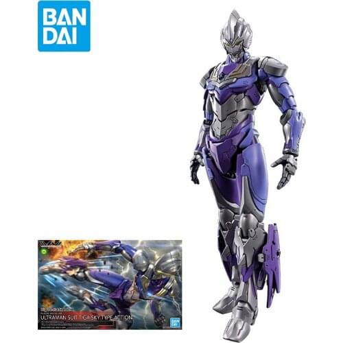 Original Bandai Figure-rise Standard Ultraman Suit Tiga Sky Type Assembly Model Action Figure Doll Collection Toy Birthday Gift