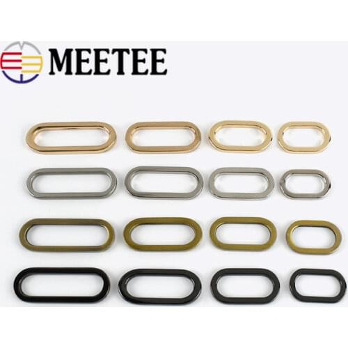 Meetee 5Pcs 19/25/32/38mm Oval Ring Metal Buckle Adjustable Handbag Strap Chains Ring Hooks Luggage DIY Hardware Accessories