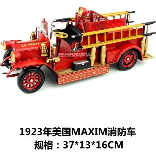 Hot Classic Retro 1923 American Vintage Fire Truck Model Creative Mini Iron Craft Best Gift Home Bar Decoration