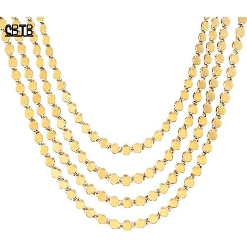 Simple Golden Round Smooth Face Womens Necklace Muslim Islamic Jewelry Wedding Banquet Party Jewelry Various Size Options