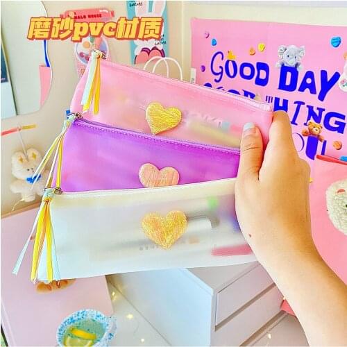 Colorful mesh pvc pencil case literary fresh jelly transparent pencil case student pencil case