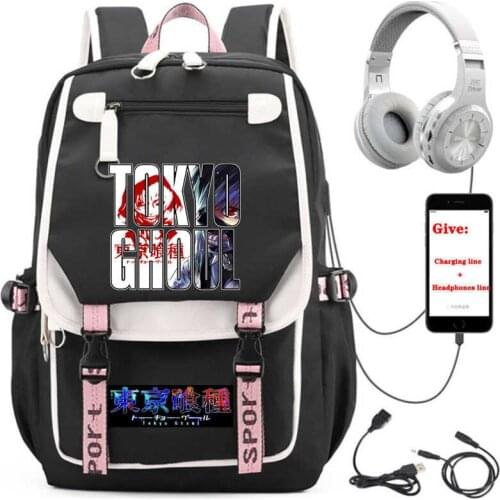 USB Charging teenagers Laptop packsack anime Tokyo Ghoul backpack student School book Bag Women men Travel Backpack