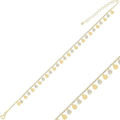 Silver 925 Sterling Dangle Sequins & Zircon Crystal Bangle