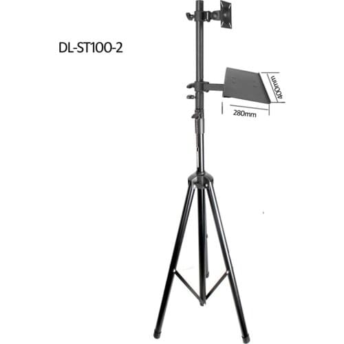 DL-ST100-2 10"-27" TV Tripod stand on floor LCD Monitor holder height adjustable 180cm 150cm 120cm 360 rotate tilt swivel steel