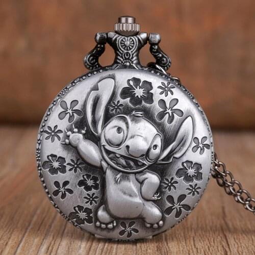 Unique Design Game Theme Grey Retro Pocket Watch with Necklace Chain Pendant Watches Fob Watch Gift for Children