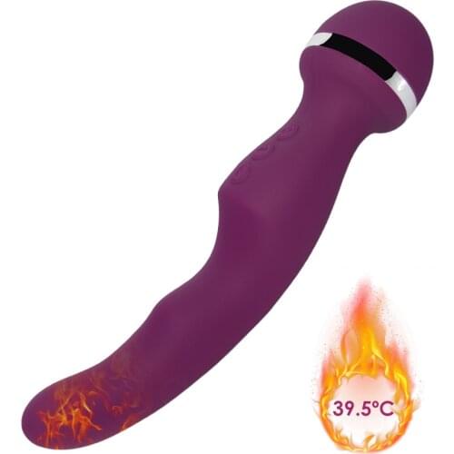 Intelligent Heating Vibrator 10 Speeds strong Dual Magic Wand Vibration Body Massage Vibrator For Women Adult Sex Toy for female