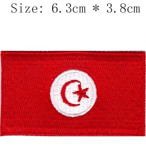 Tunisia embroidery flag patch red flag with star emblem shipping for Motorcycle Jacket coat Wholesale iron sew right chest