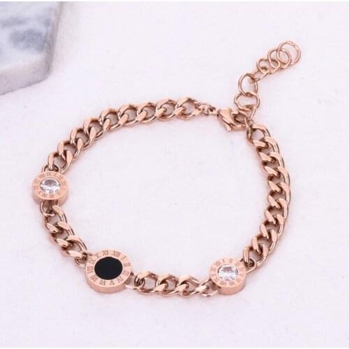 Top Quality New Arrival Rose gold color Titanium Steel Round with zirconia Bangle/Bracelet ,fashion woman bracelet,Gift Jewelry