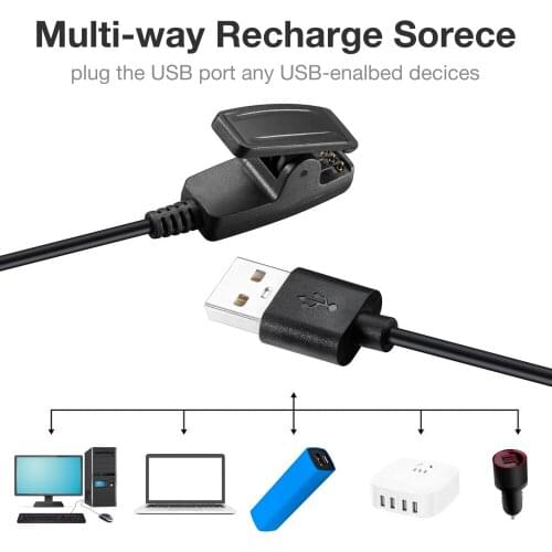 Replacement 1m USB Charger Clip Cradle Cable for Garmin Lily Smart Watch Charging Cradle Dock Adapter Accessories