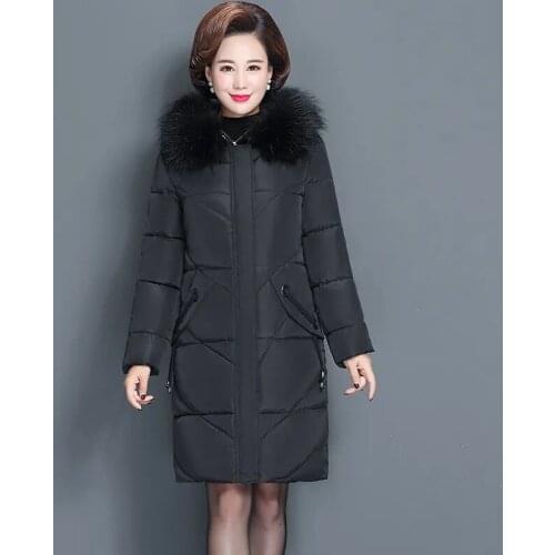 2021 Winter Jacket Plus Size Womens Parka Hooded Casual Coat High Quality Warm Snow Outwear Fur Collar Thick Down Padded Jacket